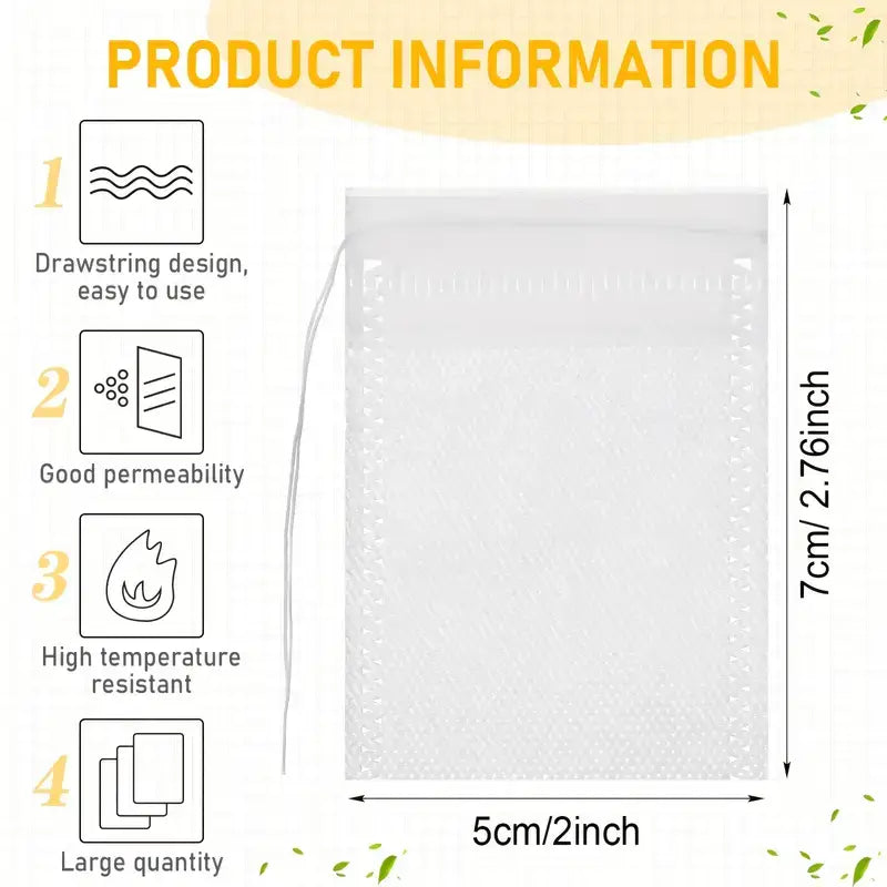 Disposable Fabric Drawstring Tea Bags - 2"x2.76": 20 Bags