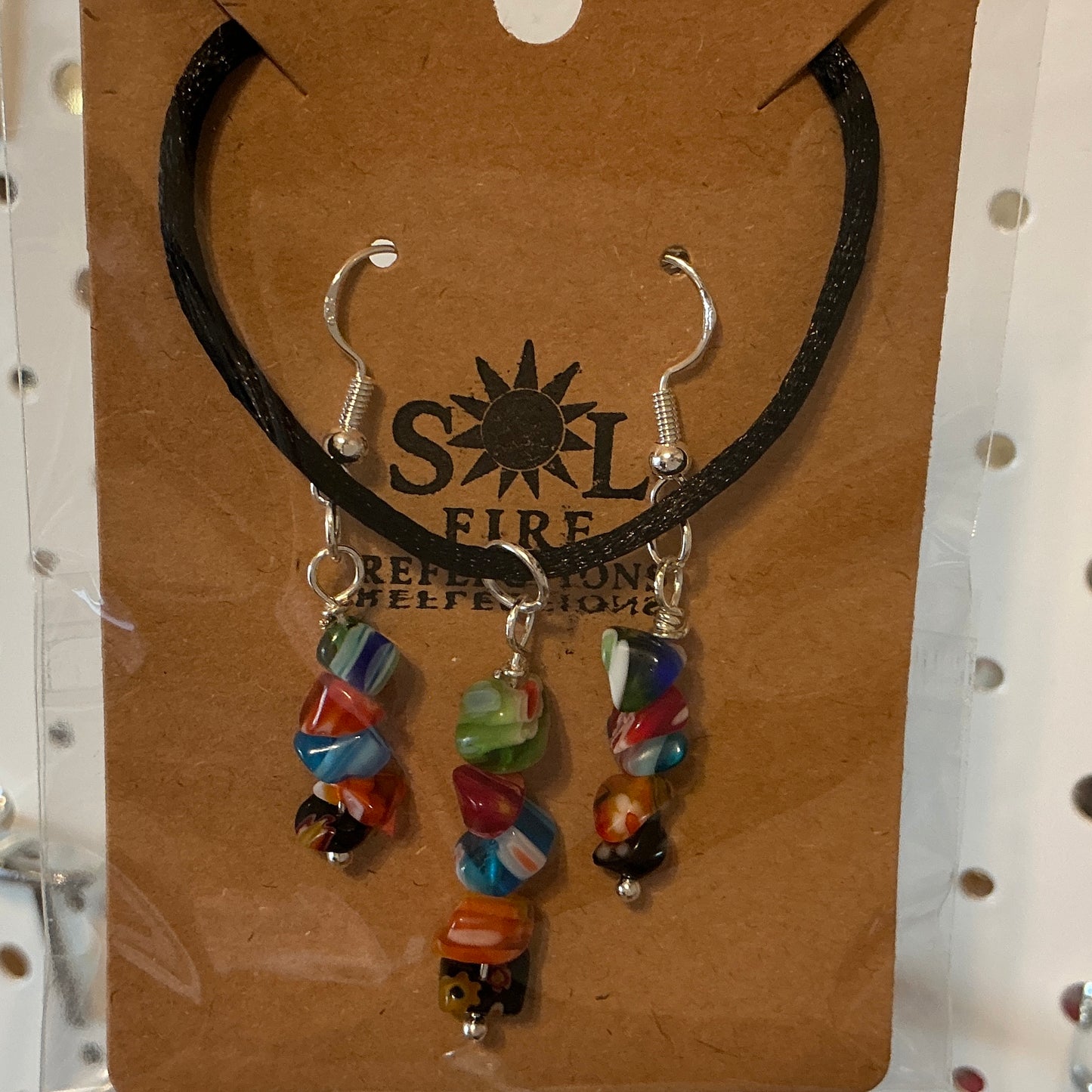 Millefiori Glass Bead Necklace & Earring Set
