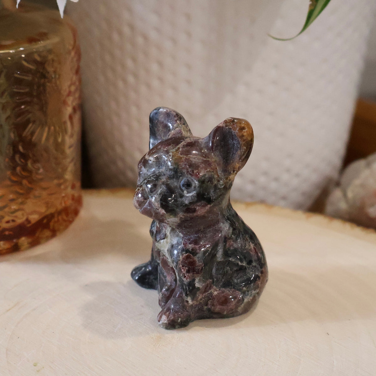 Garnet French Bulldog Carving