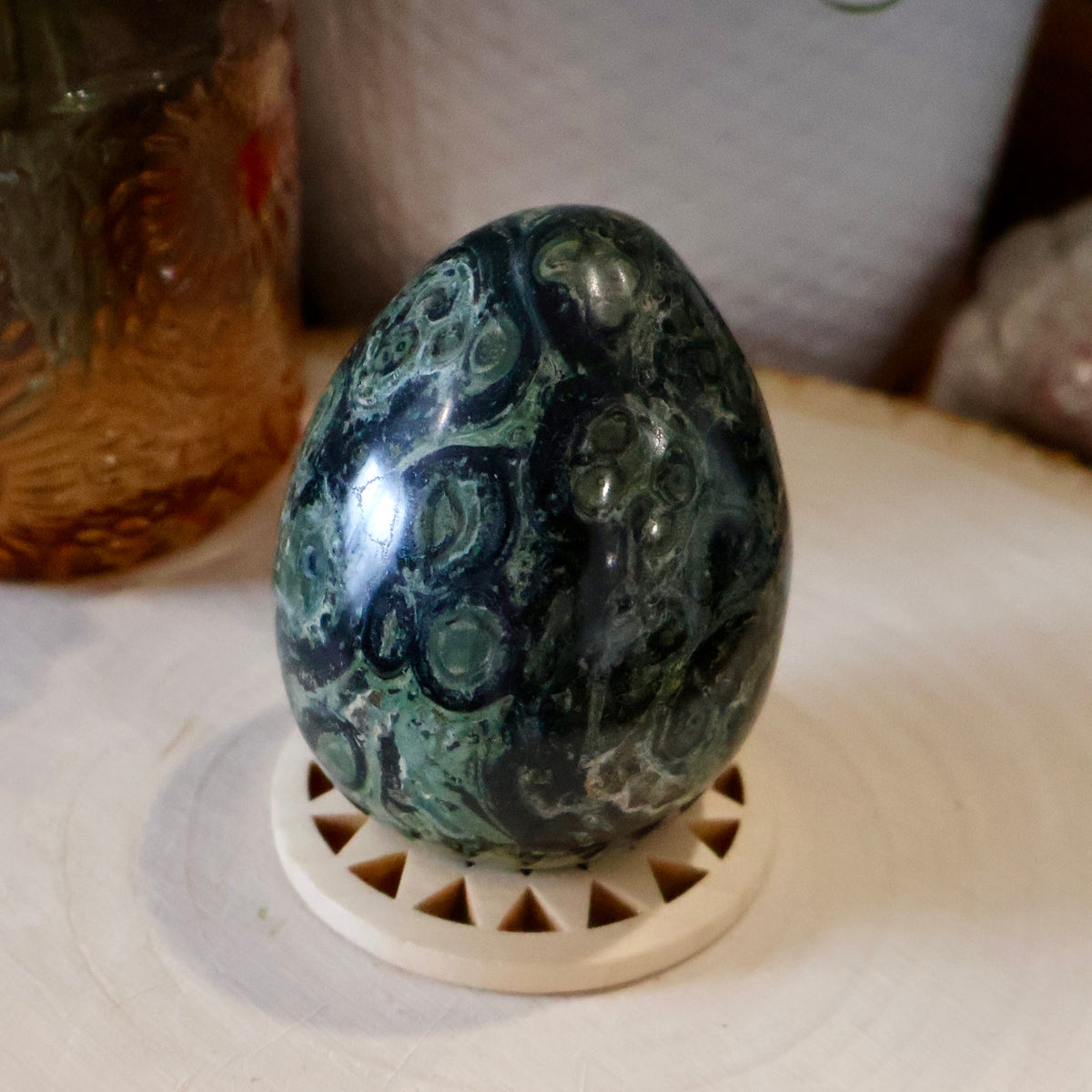 Kambaba Jasper Egg Carving
