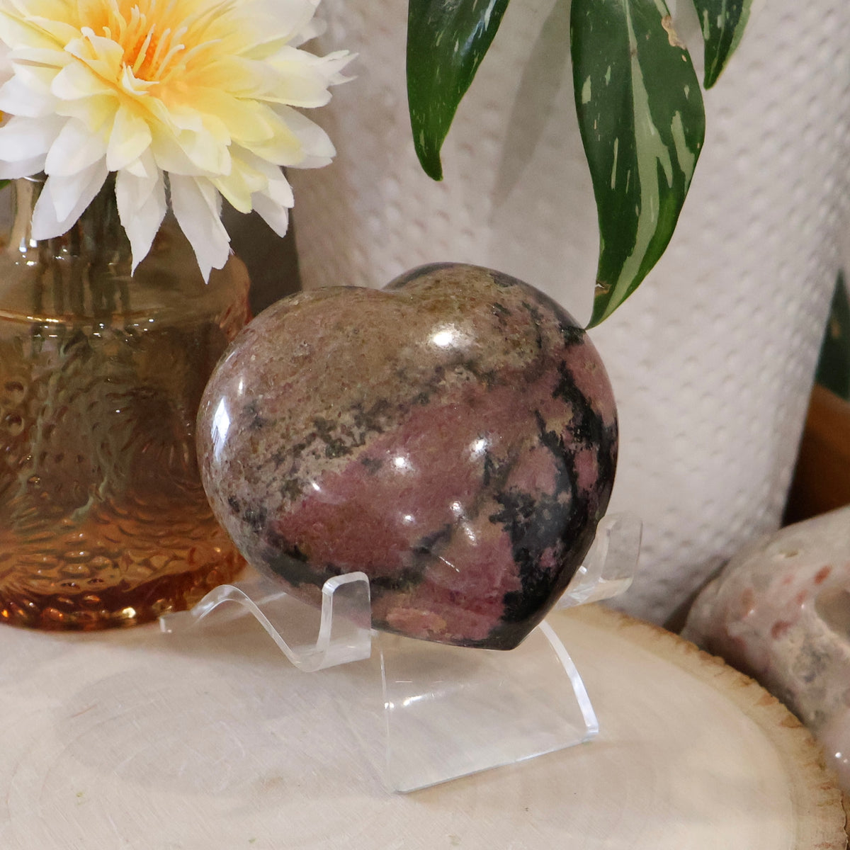 Rhodonite Heart Carving