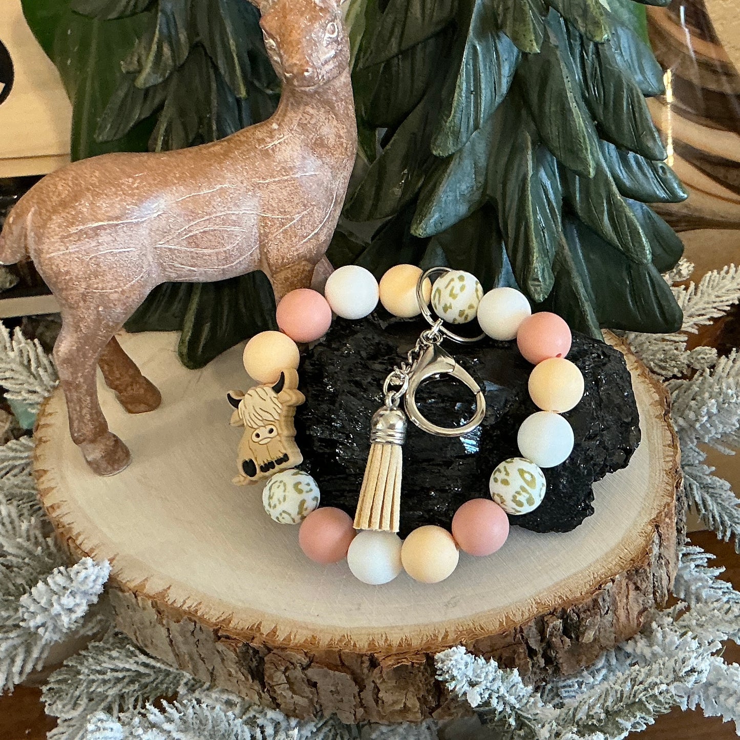 Highland Cow Wristlet Keychain