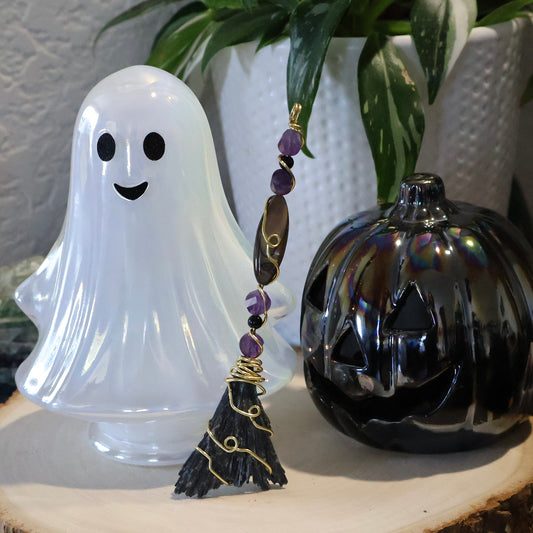 Black Kyanite & Gemstone Witch’s Brooms