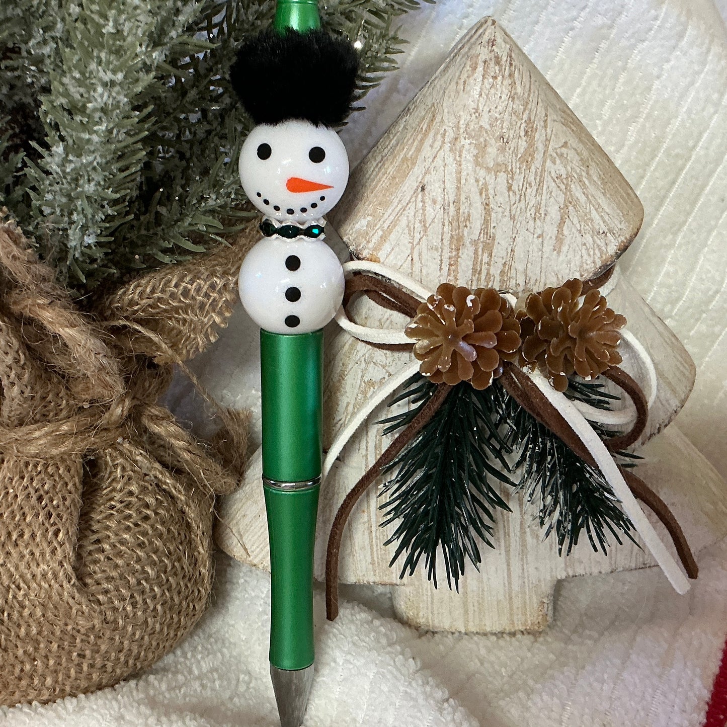 Pen w/Snowman Beads
