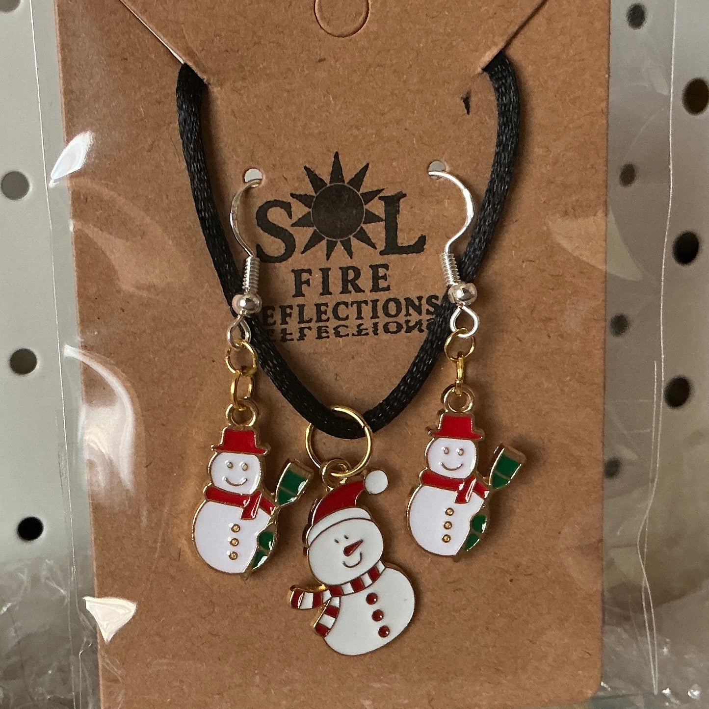 Holiday Necklace/Earring set Snowmen