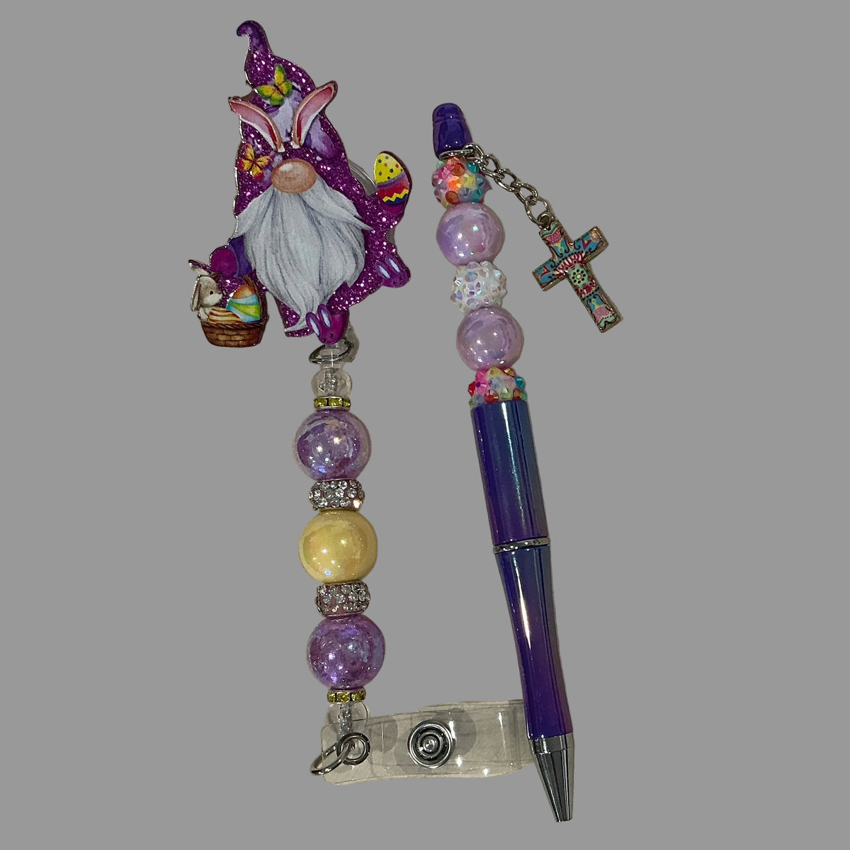 Badge Reel & Pen Combination - Easter Gnome