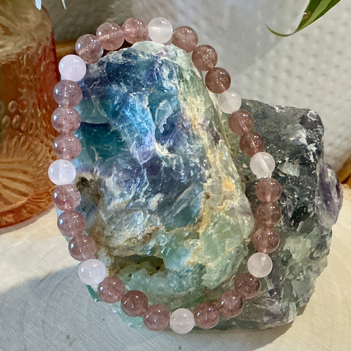 Strawberry Quartz & Rose Quartz Bracelet - 6mm