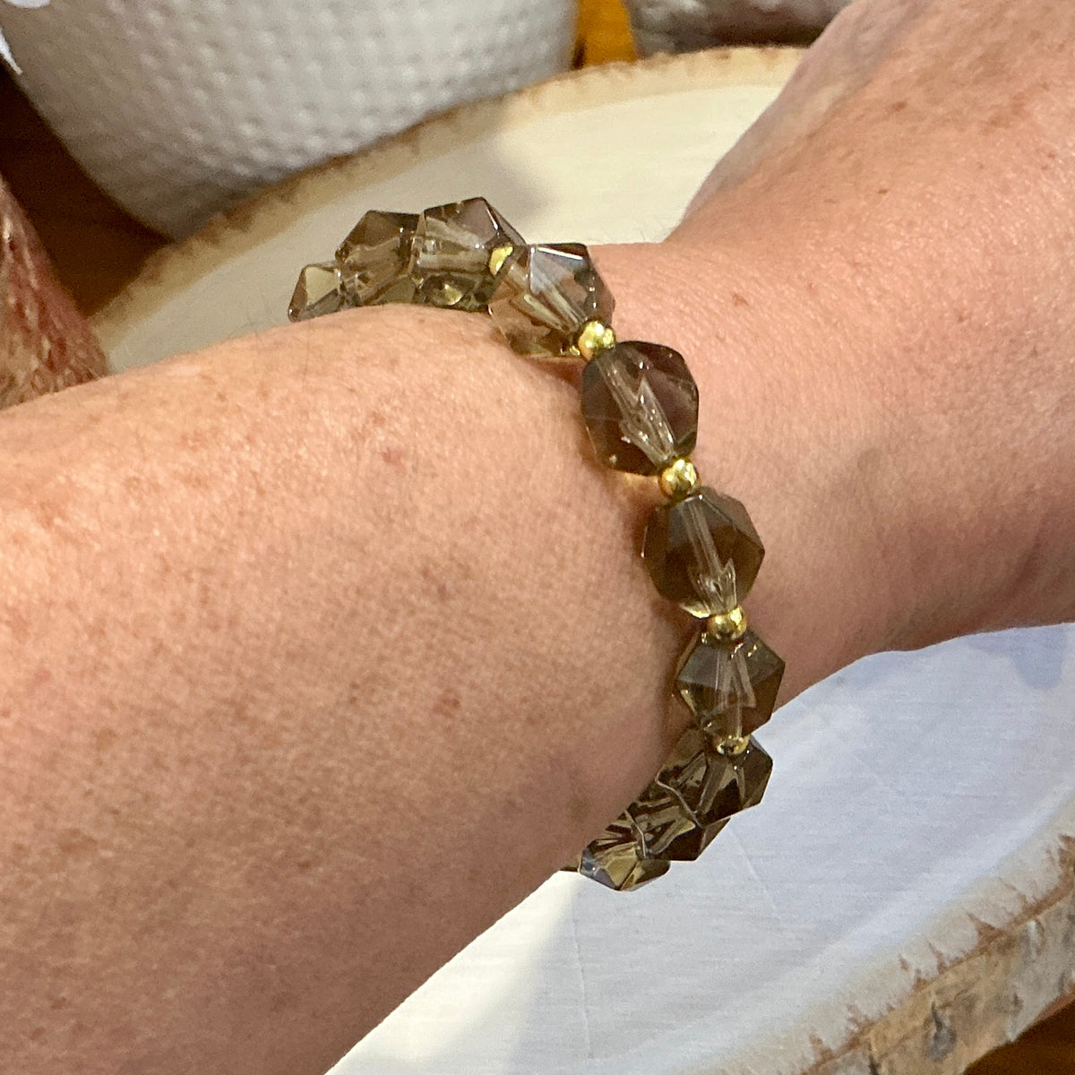 Smoky Quartz Bracelet - 10mm Faceted