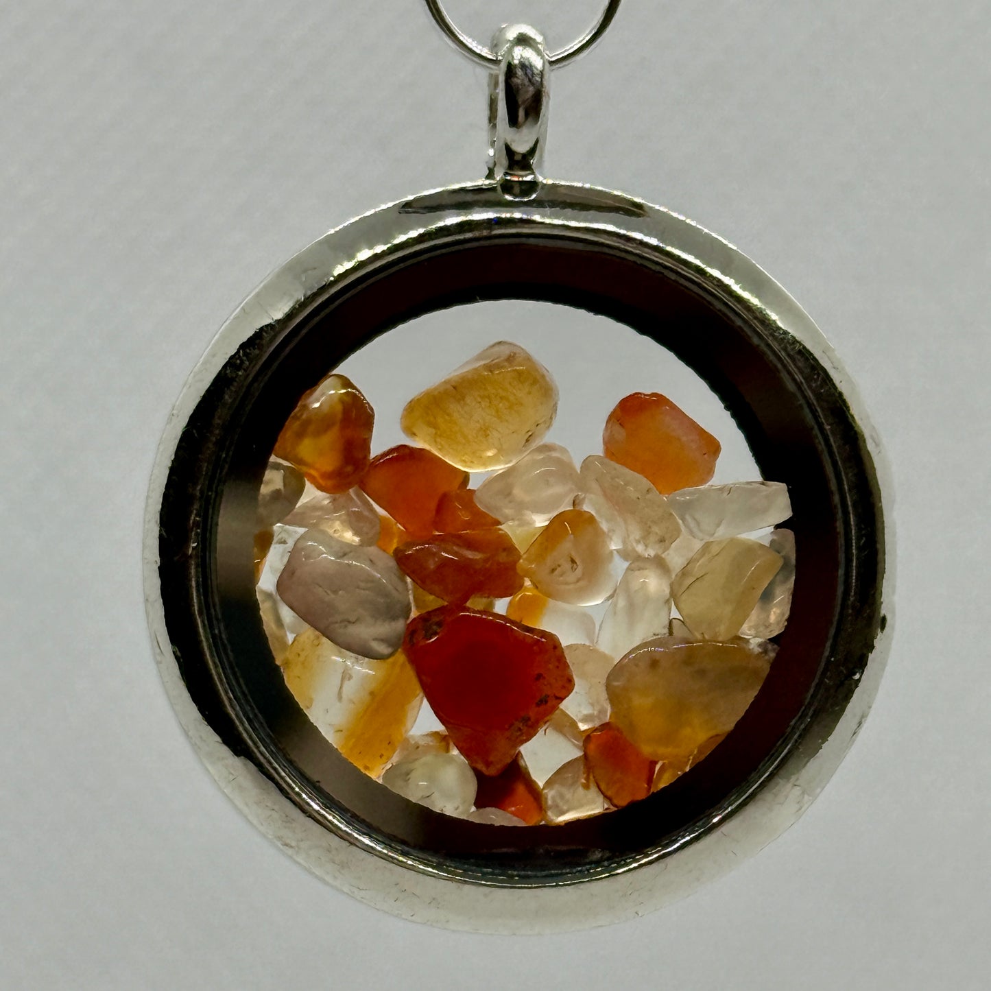 Carnelian Chip Locket Pendant Necklace