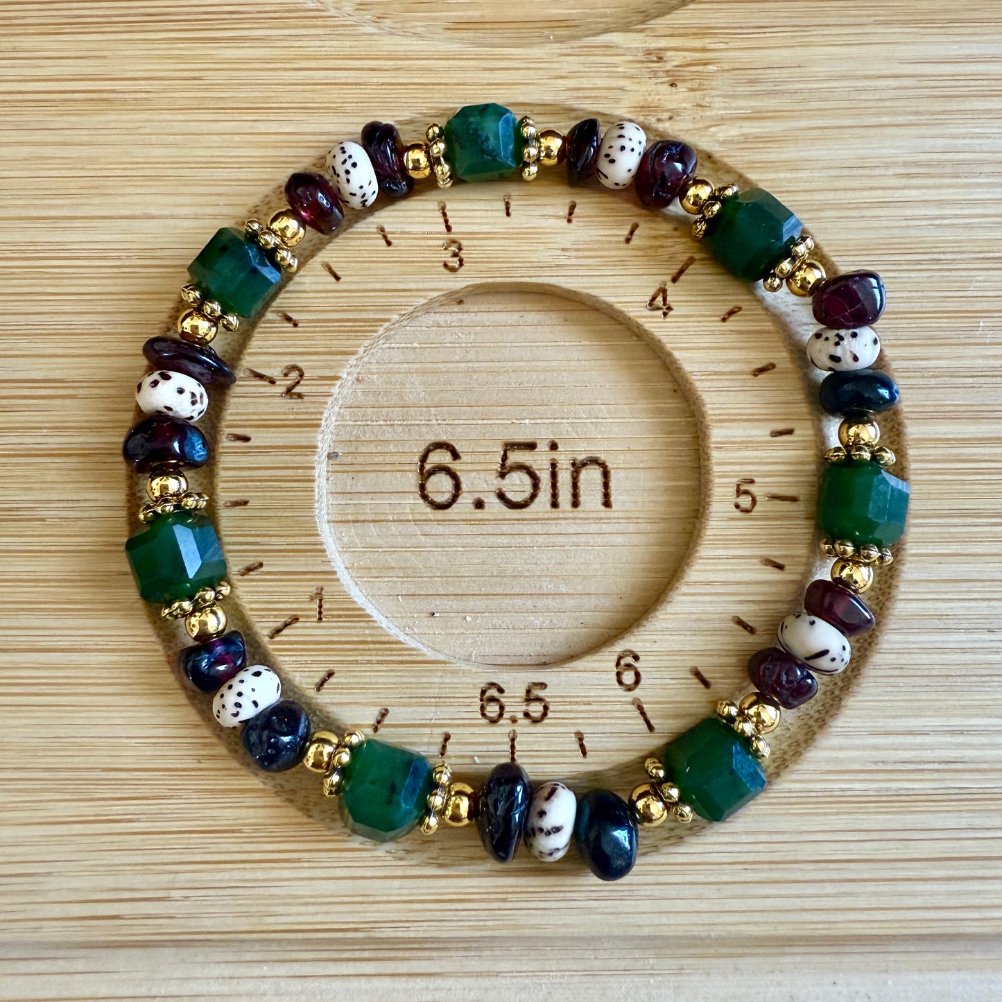Jade, Garnet, Bodi Bead Bracelet w/hematite