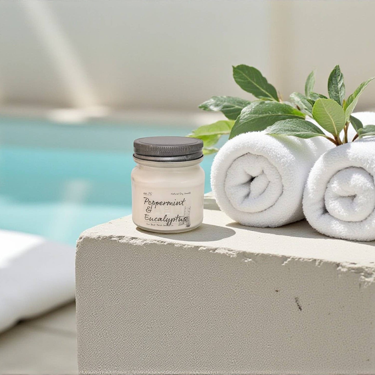 Peppermint & Eucalyptus | Hand-Poured Soy Candle | Farmhouse: 8oz Candle