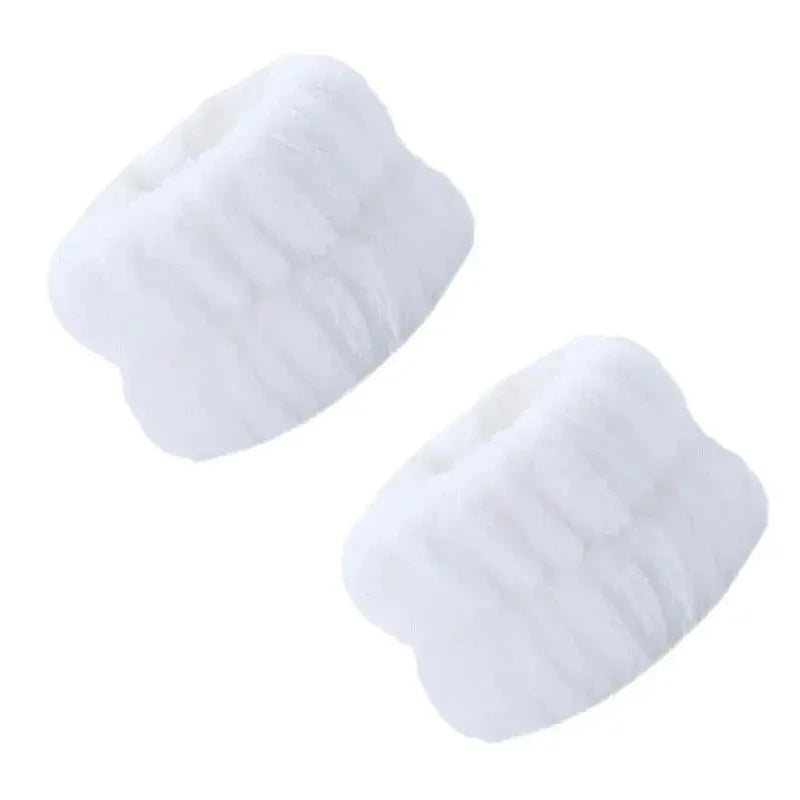 Soft Plush Washable Wristbands for Skincare Routine: White