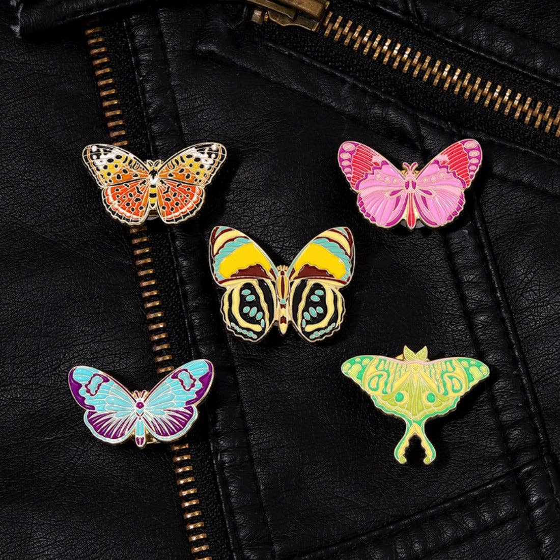 Pellic - Vibrant Butterfly Enamel Pins: Brown