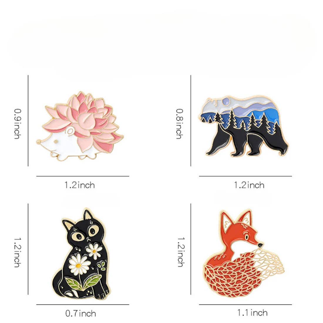 Forest Friends Enamel Pins: Pink