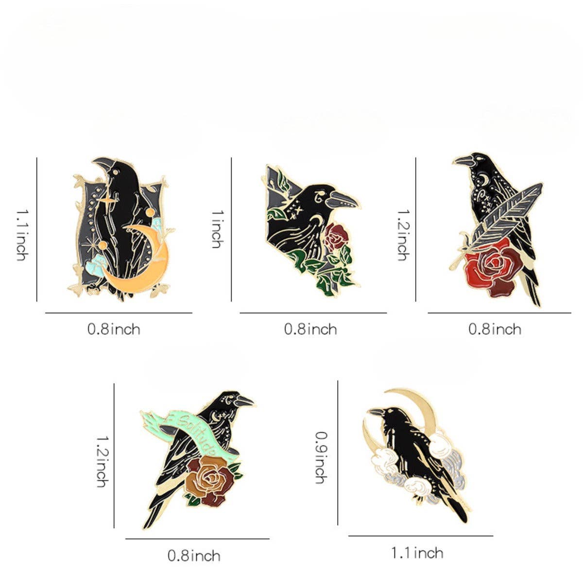 Pinori - Raven Mystique Metal Enamel Pin: XZ3033