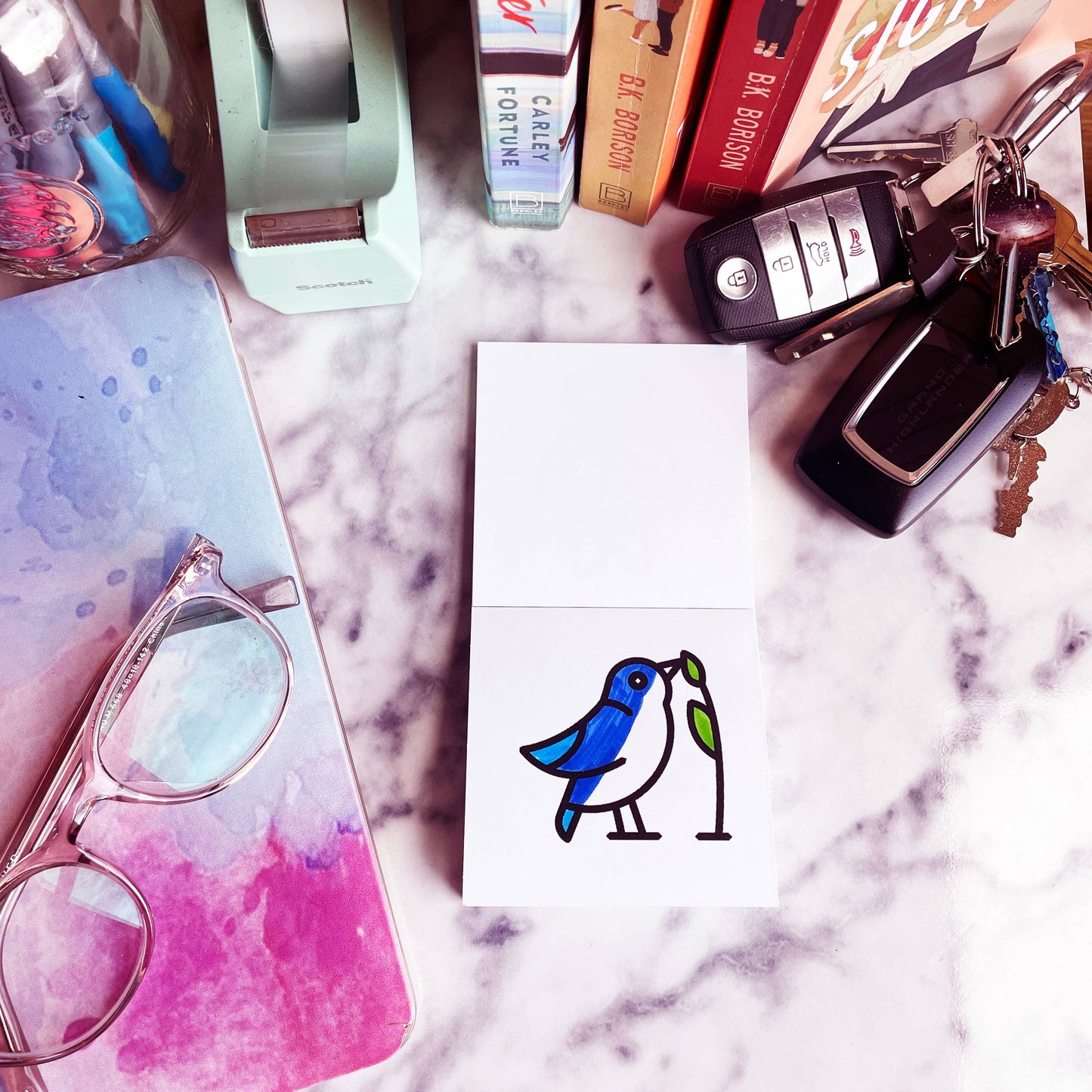 Coloring Book for Adults - Mini 3x3: 50 Pages Birds Bugs and Botany