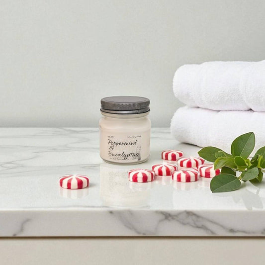 Peppermint & Eucalyptus | Hand-Poured Soy Candle | Farmhouse: 8oz Candle