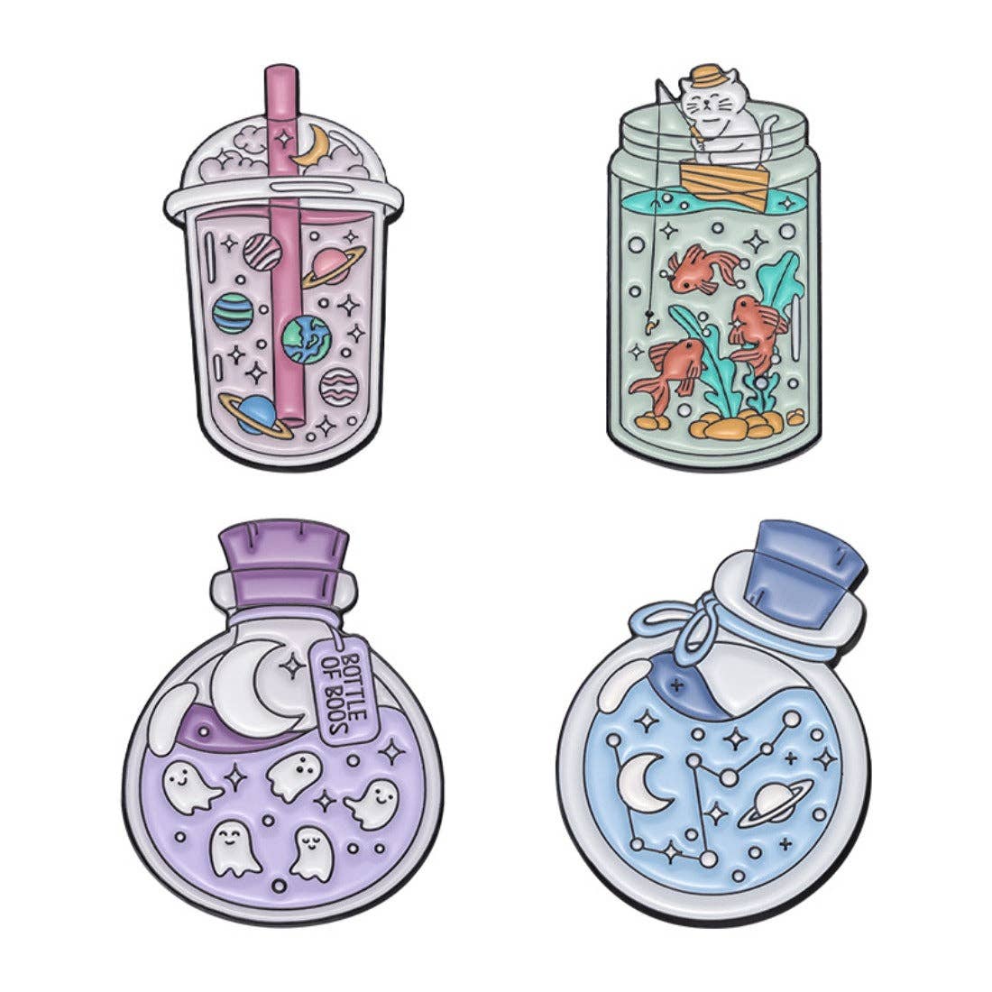 Whimsical Potion & Planet Enamel Pin: Pink