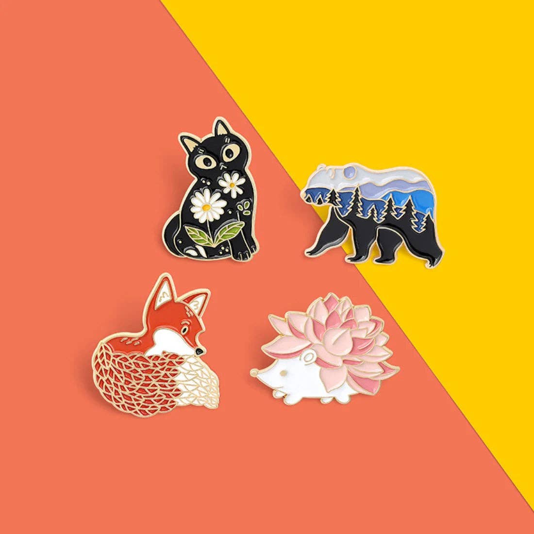 Forest Friends Enamel Pins: Blue