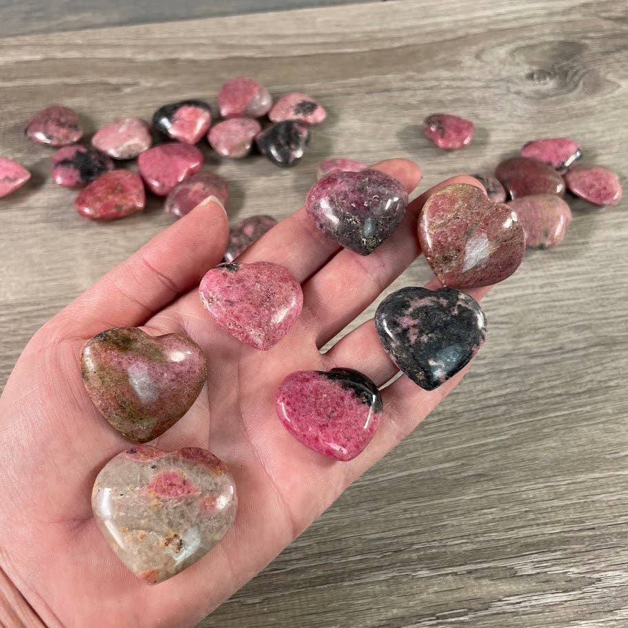 Crystal Hearts: Rhodonite
