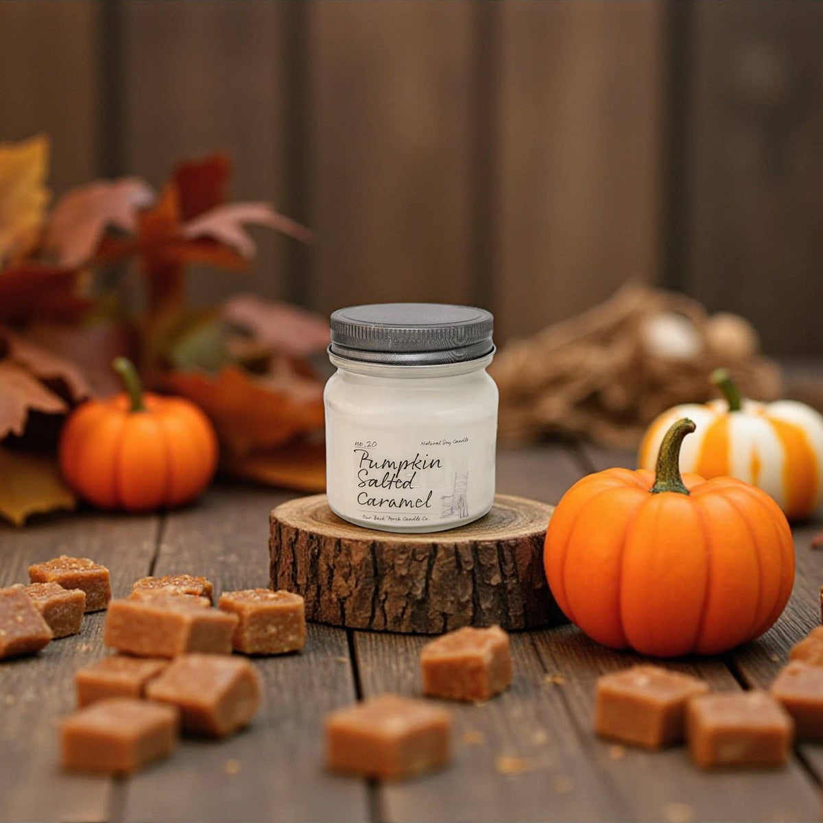 Pumpkin Salted Caramel | Hand-Poured Soy Candle | Farmhouse: 8oz Candle