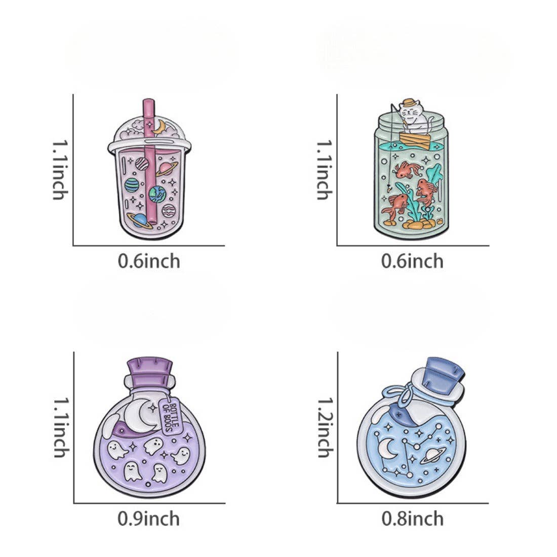Whimsical Potion & Planet Enamel Pin: Purple