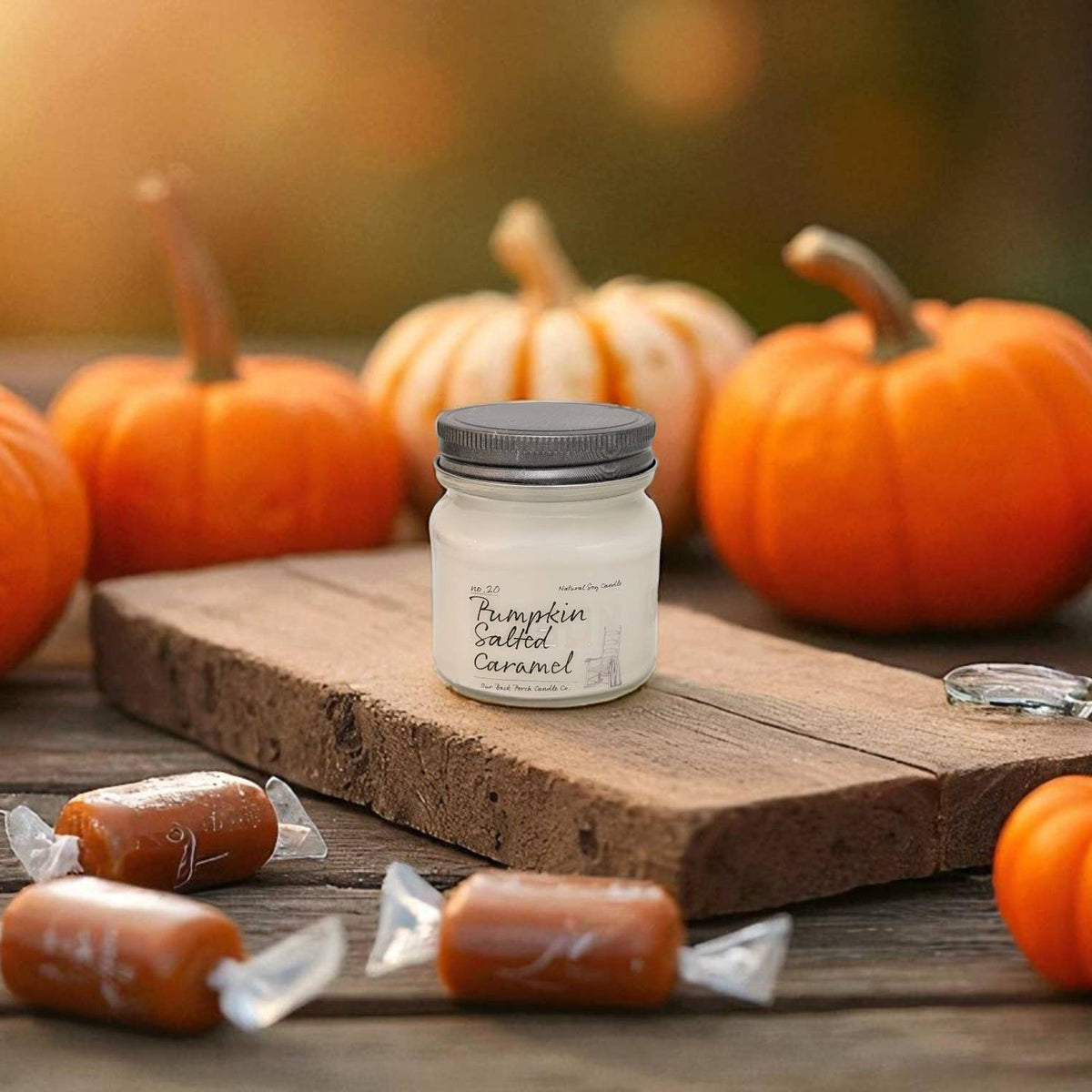 Pumpkin Salted Caramel | Hand-Poured Soy Candle | Farmhouse: 8oz Candle
