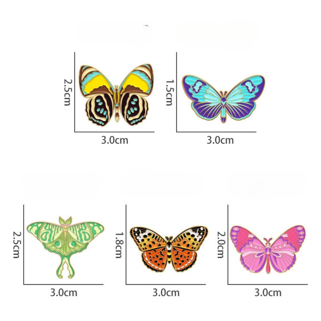 Vibrant Butterfly Enamel Pins: Pink