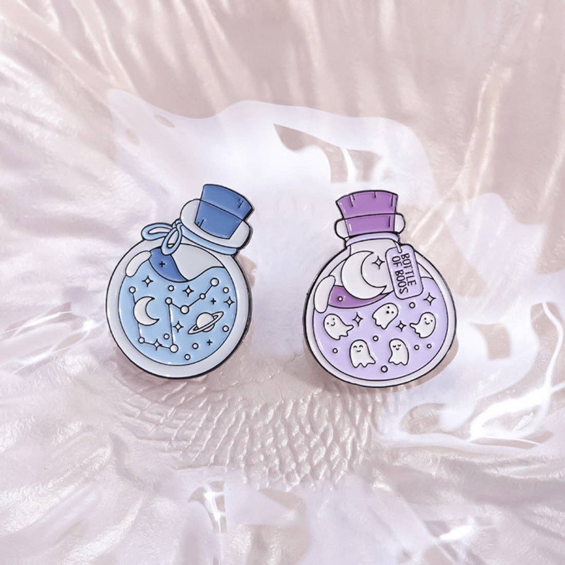 Whimsical Potion & Planet Enamel Pin: Purple