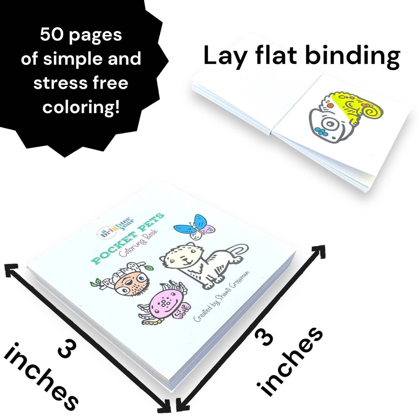 Coloring Book for Adult - Mini 3x3: 50 Pages Pocket Pets Animal Designs