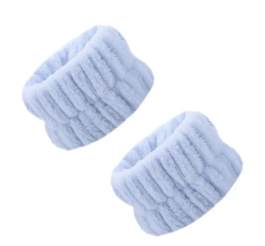 Soft Plush Washable Wristbands for Skincare Routine: White