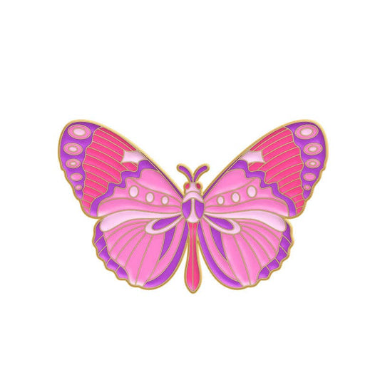 Vibrant Butterfly Enamel Pins: Pink