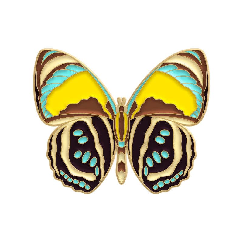 Vibrant Butterfly Enamel Pins: Blue