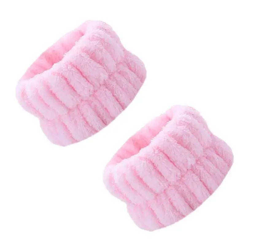 Soft Plush Washable Wristbands for Skincare Routine: White