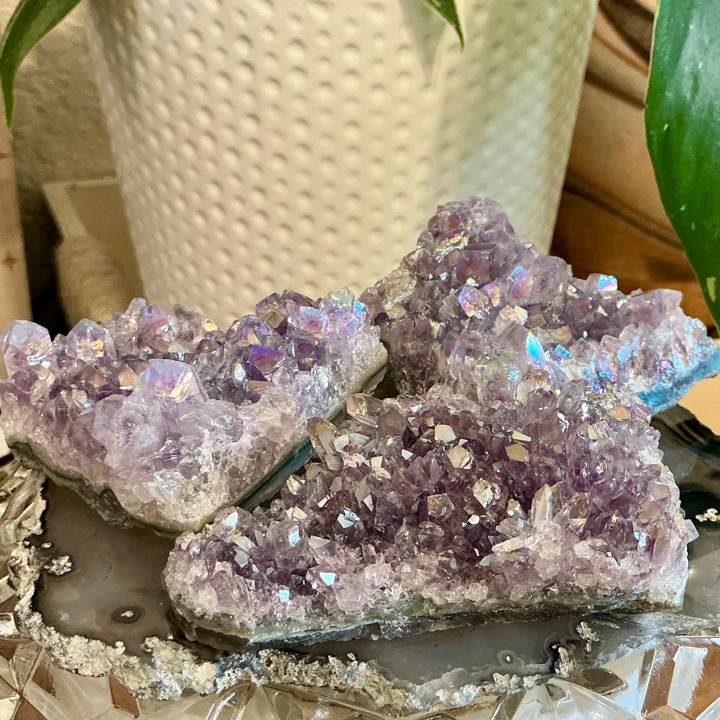 Aura Coated Amethyst Cluster