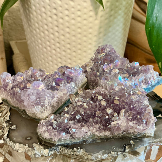 Aura Coated Amethyst Cluster