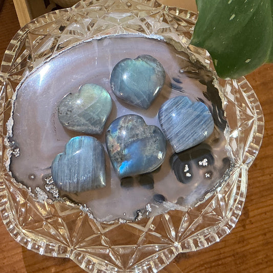 Labradorite Hearts - Blue Flash