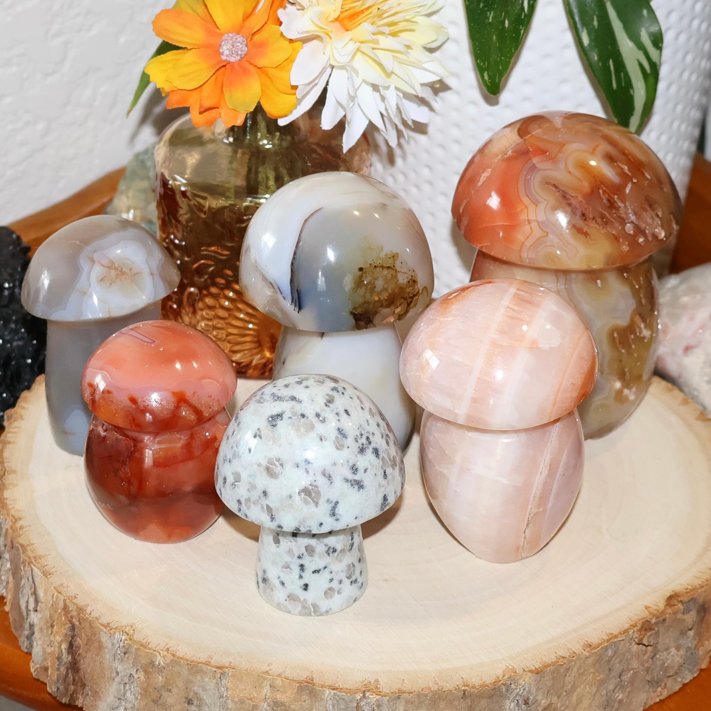 Crystal Mushroom Carvings
