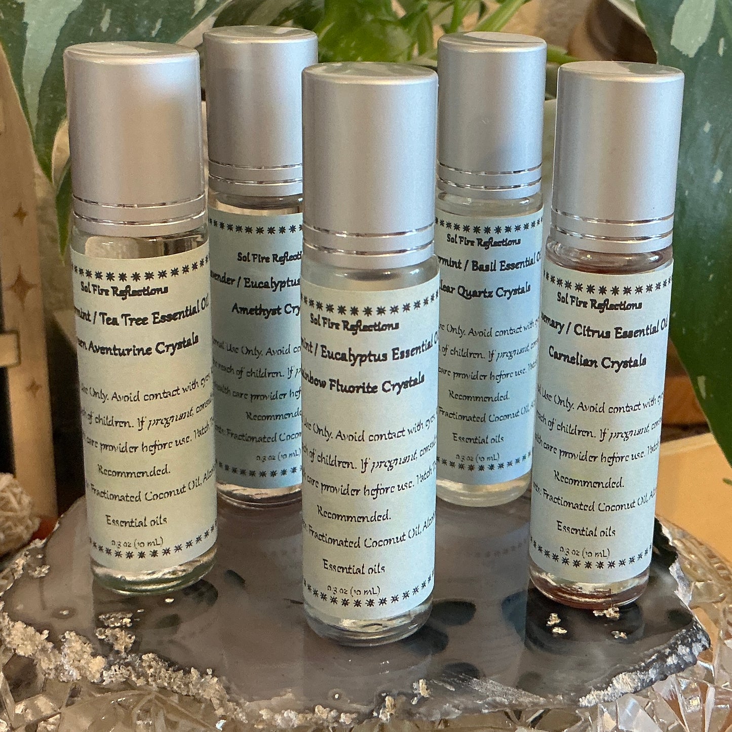 Essential Oil Roller Bottle with Natural Gemstone Chips