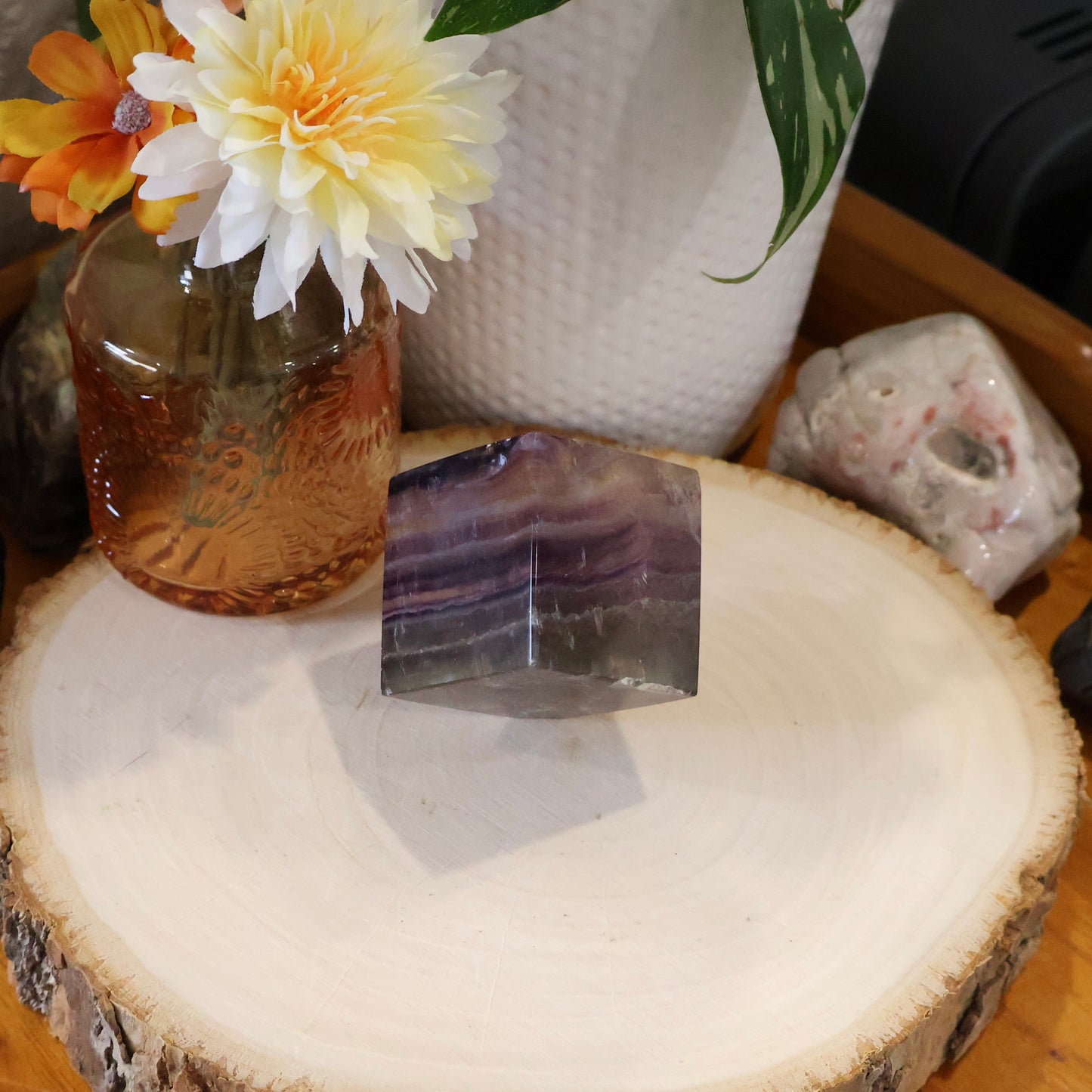 Rainbow Fluorite Floating Cube