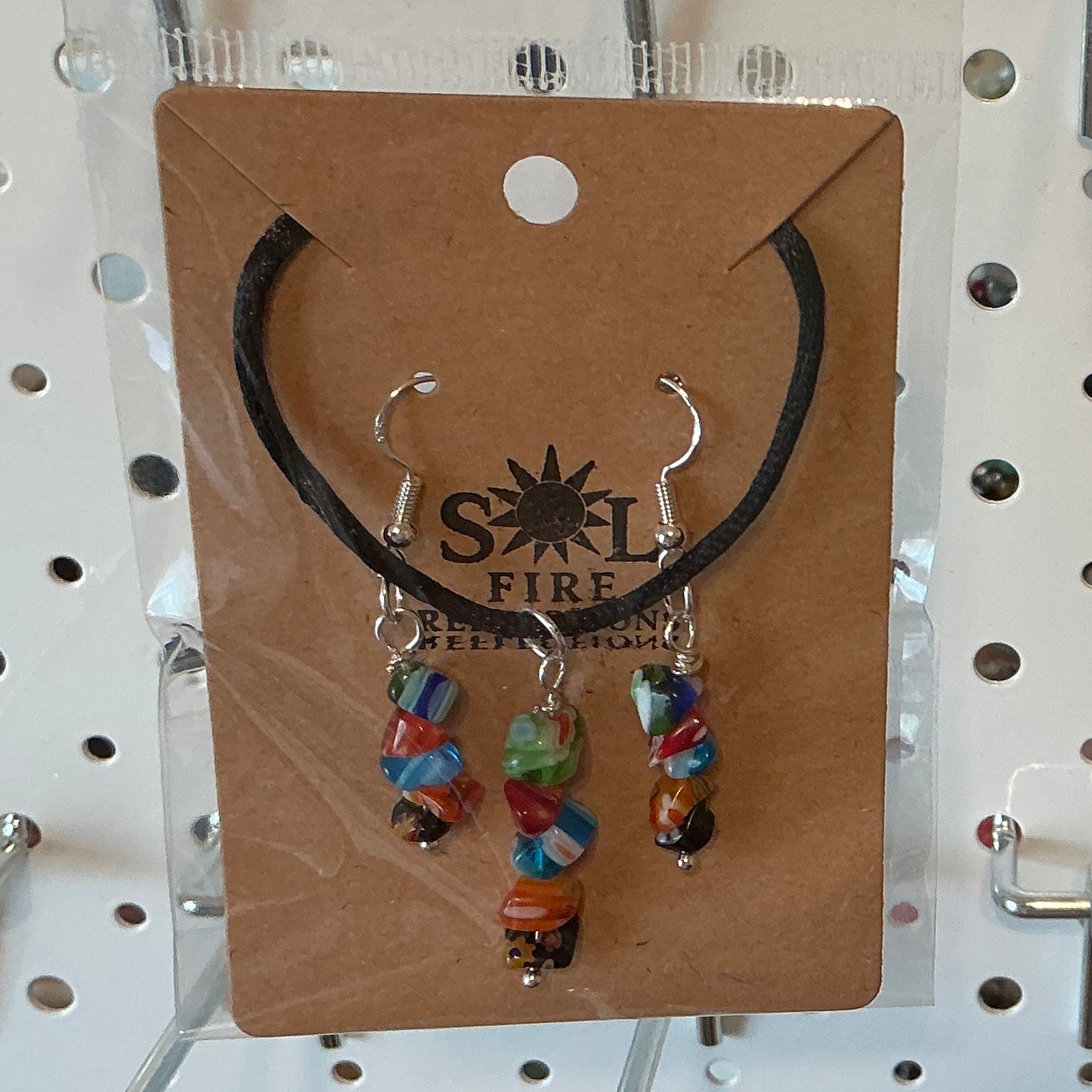 Millefiori Glass Bead Necklace & Earring Set