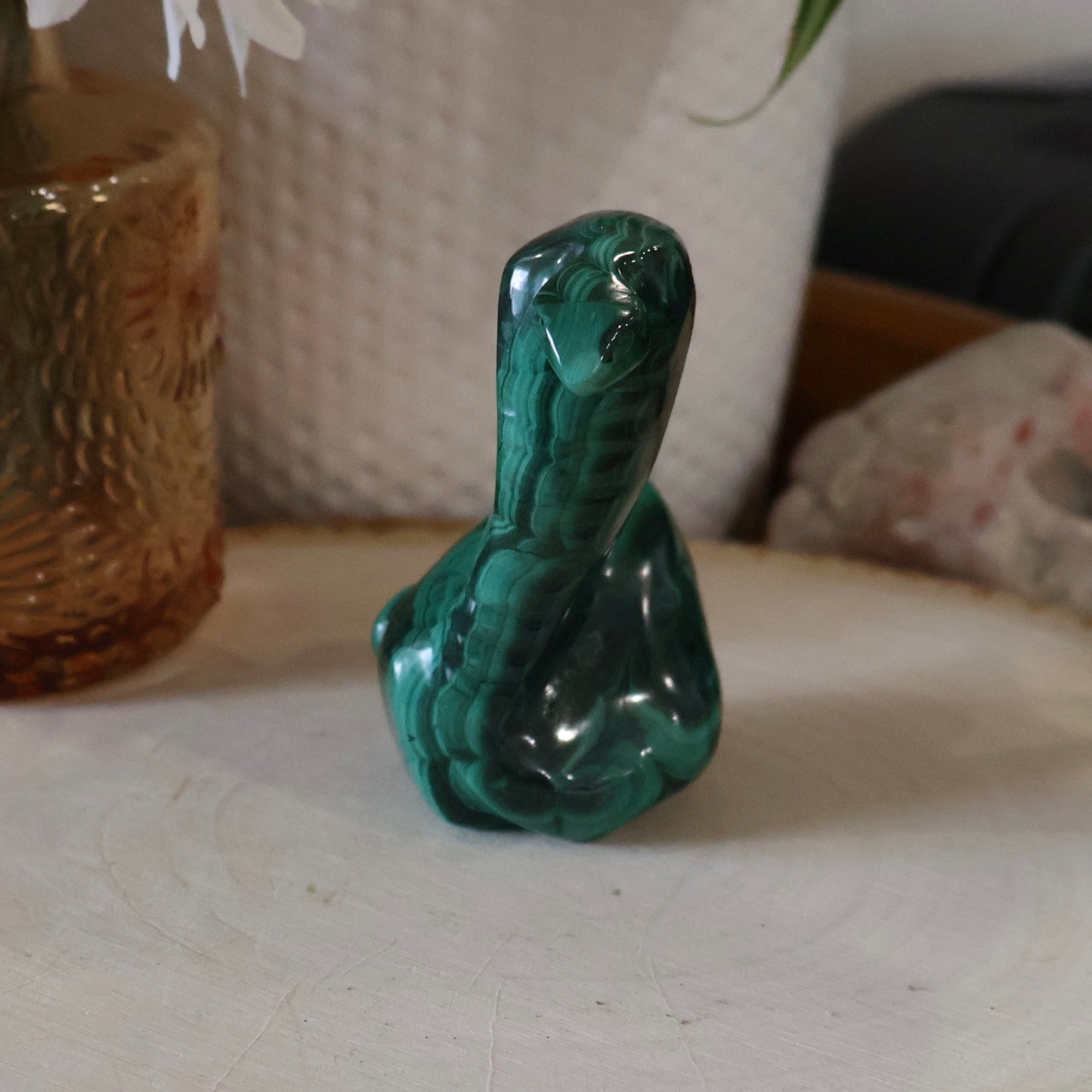Malachite Cobra Carving