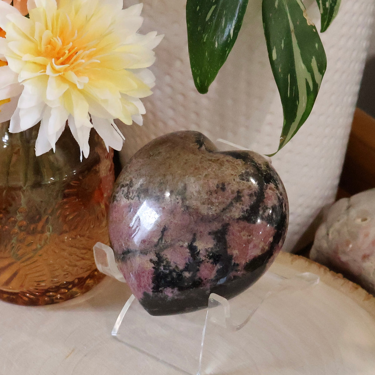 Rhodonite Heart Carving