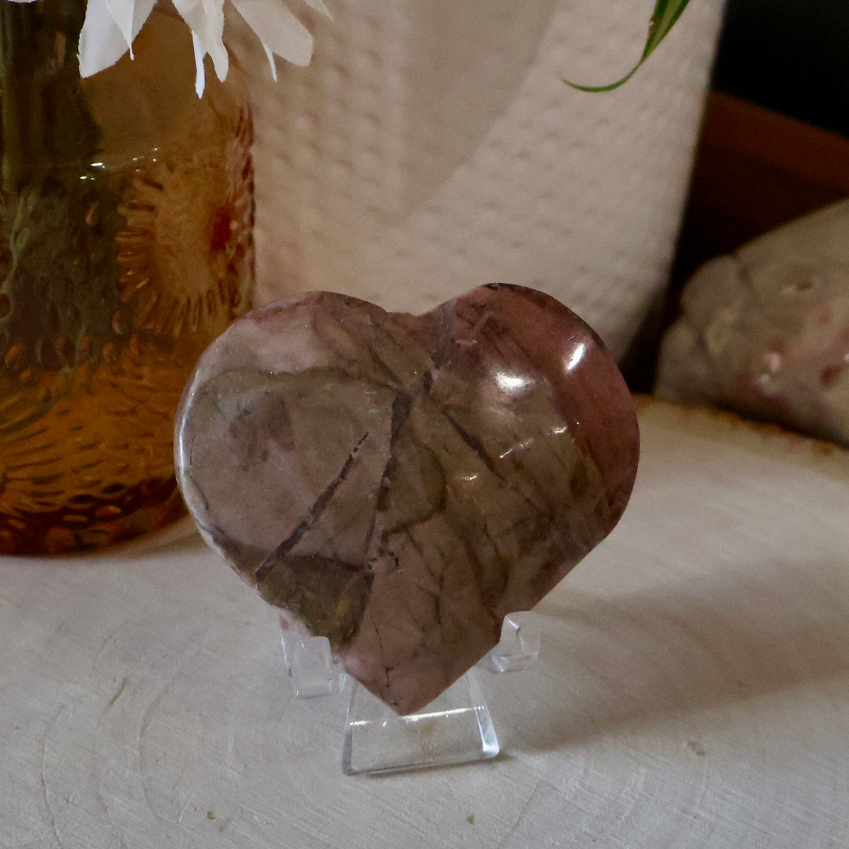 Rhodonite Heart Carving