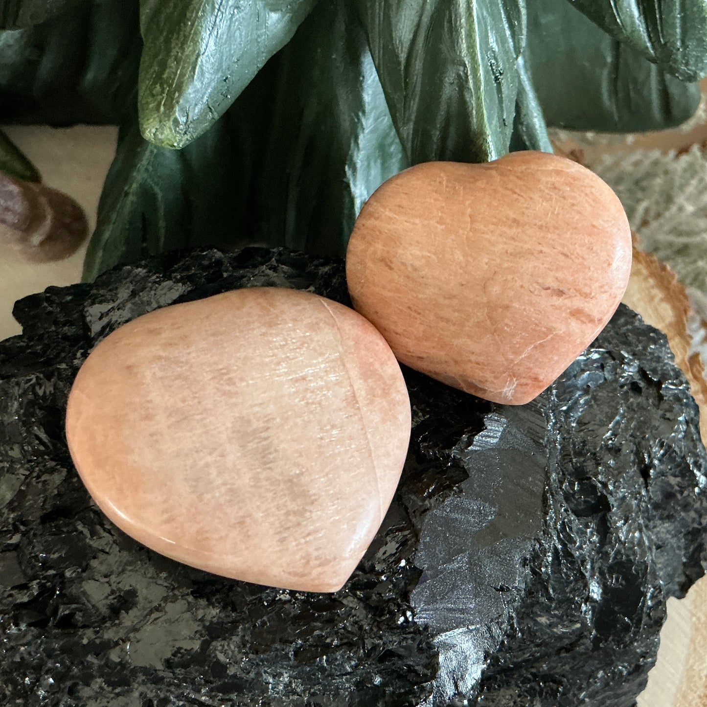 Peach Moonstone Heart