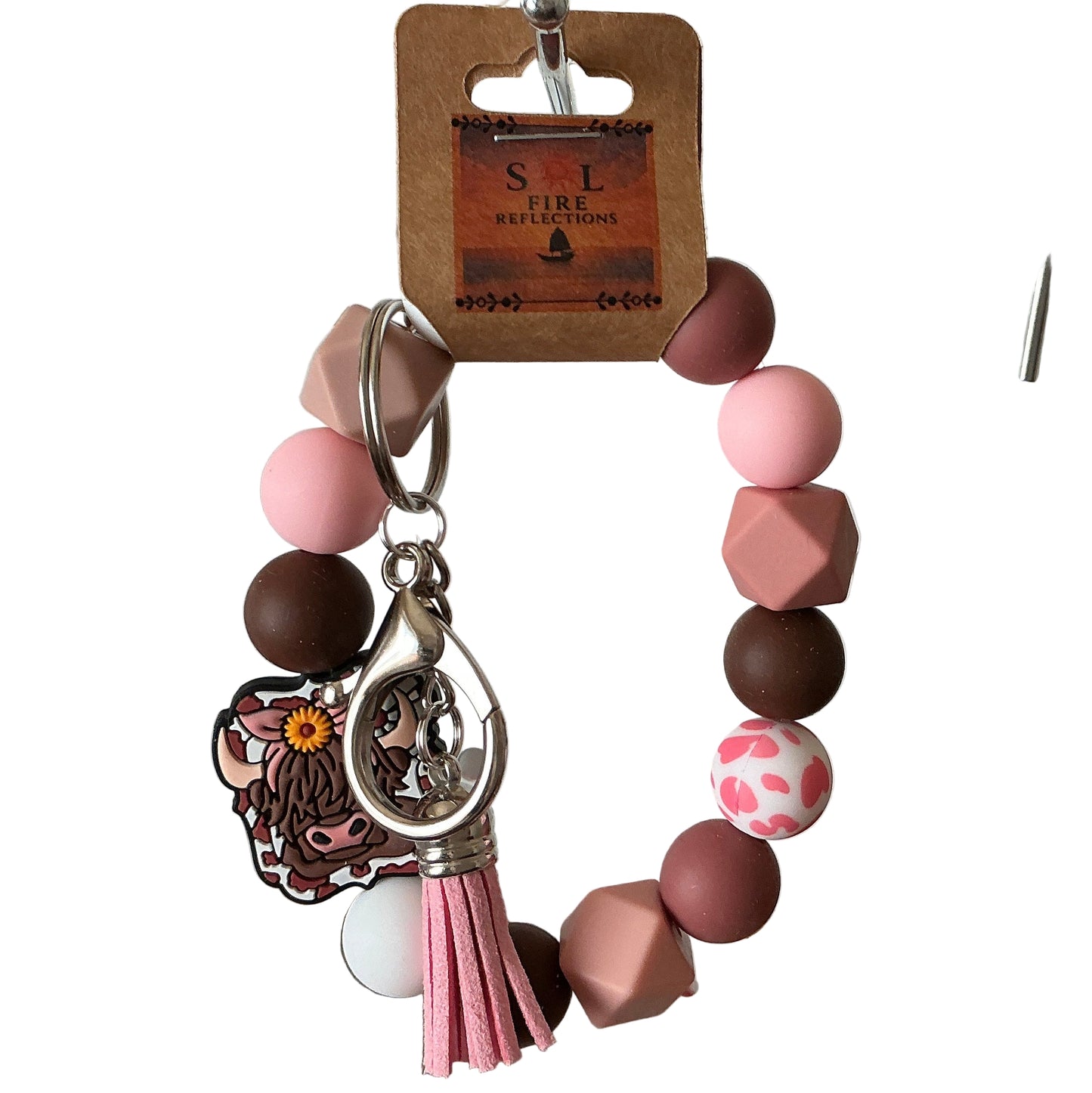 Highland Cow Wristlet Keychain