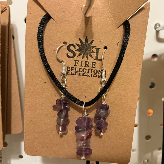 Rainbow Fluorite Necklace & Earring Set