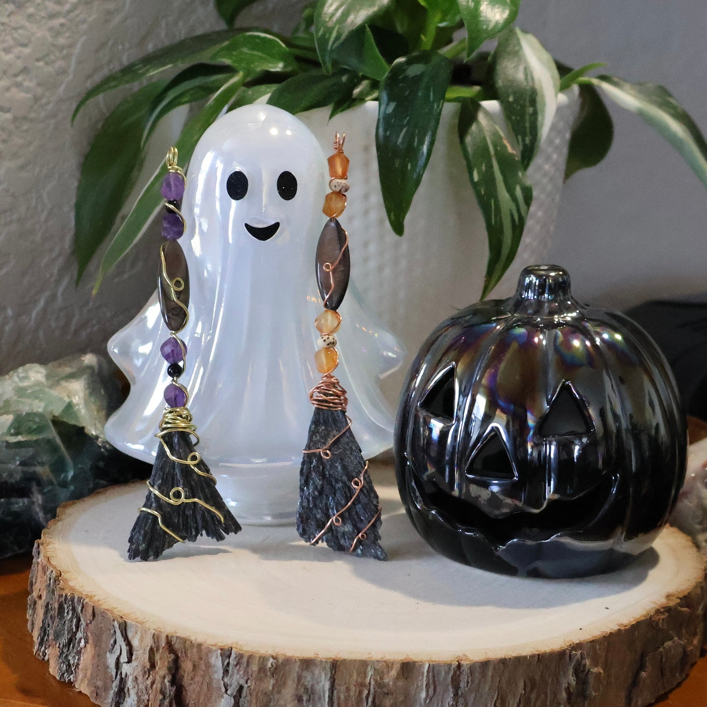 Black Kyanite & Gemstone Witch’s Brooms