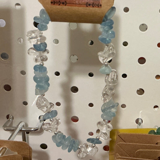 Aquamarine & Clear Quartz Bracelet