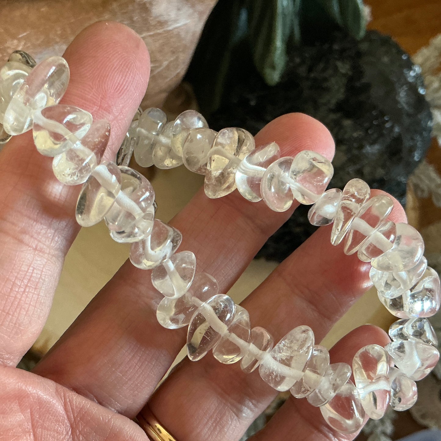 Clear Quartz Large Chip Bracelet